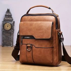 Retro Style Vertical Sloping Backpack, Fashionable Brown Single Shoulder Backpack, Multiple Compartments, Adjustable Shoulder Strap, Business Casual,