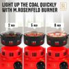 Red Multipurpose Electric Charcoal Starter Electric Charcoal Burner ETL Approved Electric Stove Coconut Charcoal Lighters with Tongs 450W Hot Plate El
