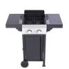 2-Burner Propane Gas BBQ Grill, Pizza Box, 24600BTU Output With Wire Enamel Cooking Grids For Outdoor Barbecue, Foldable Side Table, Hanging Basket