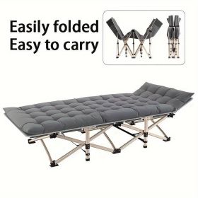 Grey Folding Camping Bed, Heavy Duty Rollaway Bed With Carrying Bag, Suitable For Travel Camp Office, RV Travel Rollaway Bed