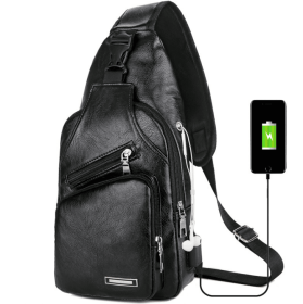 USB Portable Charging Chest Bag Messenger Bag (Option: Black x4pcs)