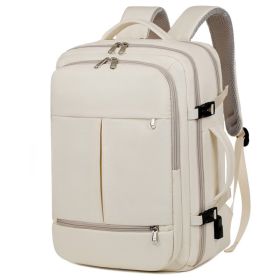 Large Capacity Backpack For Women Men Multiple Pockets And Zippers Versatile Computer Bags Business Travel Backpack (Color: White)