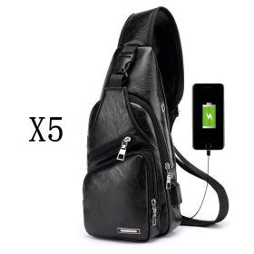 Waterproof casual one-shoulder messenger bag (Option: Black 5PCS)