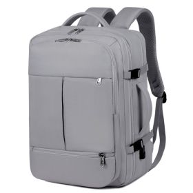 Large Capacity Backpack For Women Men Multiple Pockets And Zippers Versatile Computer Bags Business Travel Backpack (Color: Grey)