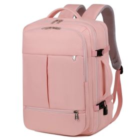 Large Capacity Backpack For Women Men Multiple Pockets And Zippers Versatile Computer Bags Business Travel Backpack (Color: Pink)